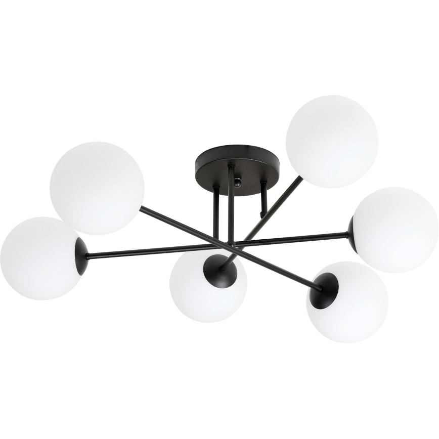 Pendelkrona ROMA 6xE14/10W/230V svart/vit