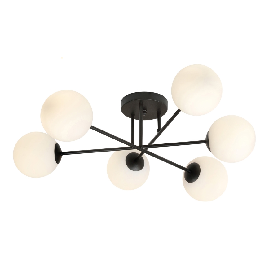 Pendelkrona ROMA 6xE14/10W/230V svart/vit