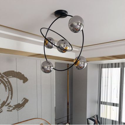 Pendelkrona STARDOM 5xE14/10W/230V svart/grå