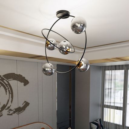 Pendelkrona STARDOM 5xE14/10W/230V svart/grå