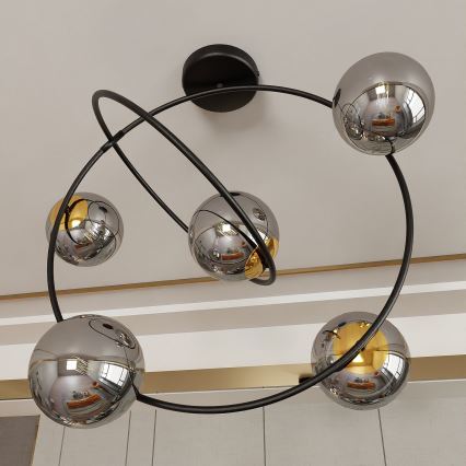 Pendelkrona STARDOM 5xE14/10W/230V svart/grå