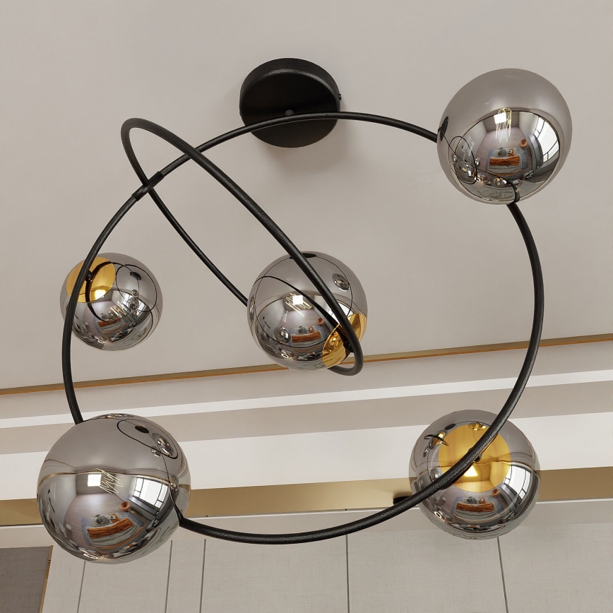 Pendelkrona STARDOM 5xE14/10W/230V svart/grå