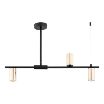 Pendelkrona URANOS 3xGU10/10W/230V svart/guld