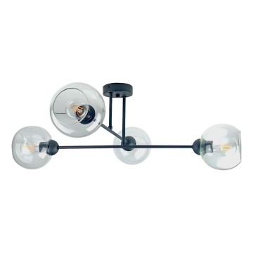 Pendelkrona VASCO 4xE27/60W/230V svart/genomskinlig