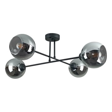 Pendelkrona VASCO 4xE27/60W/230V svart/rökig svart