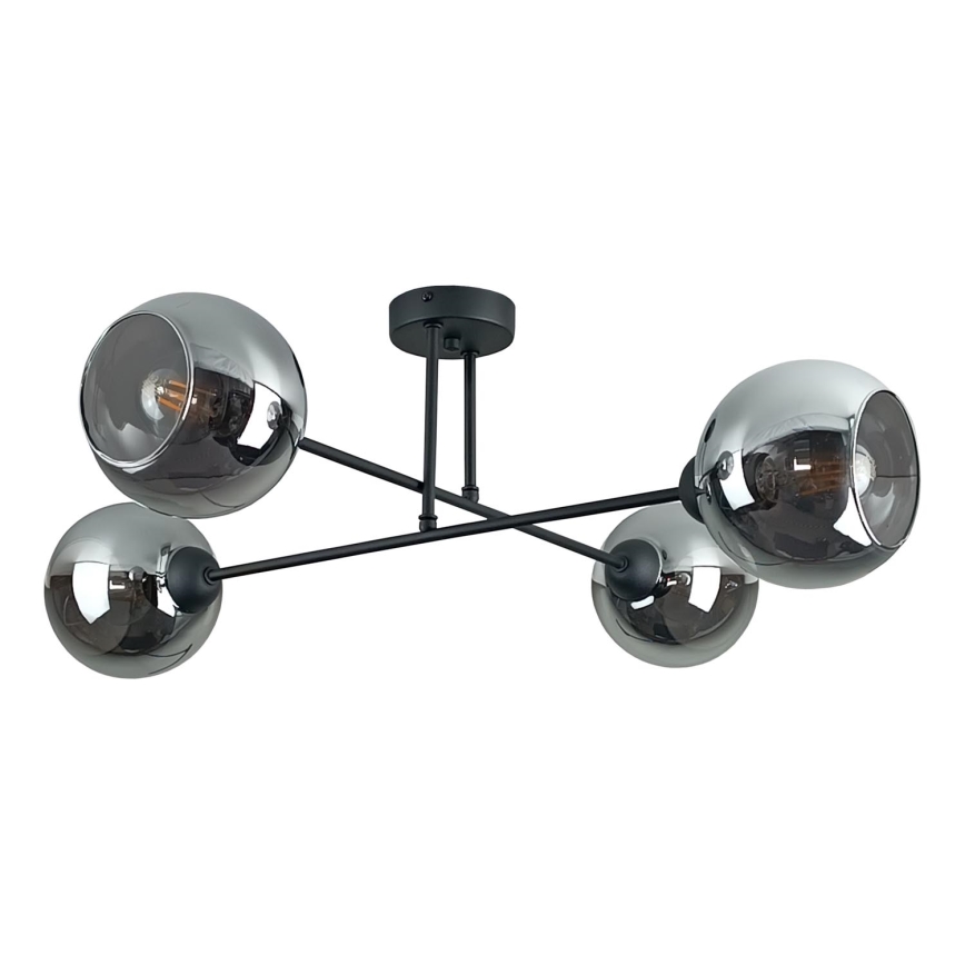 Pendelkrona VASCO 4xE27/60W/230V svart/rökig svart