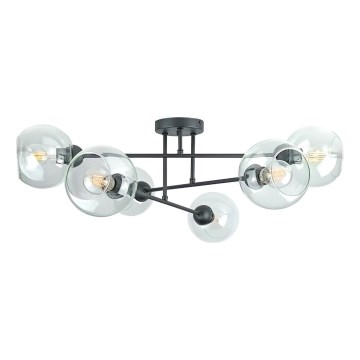 Pendelkrona VASCO 6xE27/60W/230V svart/genomskinlig