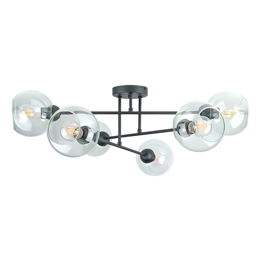 Pendelkrona VASCO 6xE27/60W/230V svart/genomskinlig