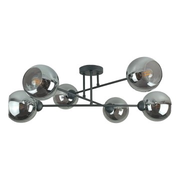 Pendelkrona VASCO 6xE27/60W/230V svart/rökig svart