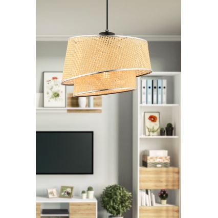 Pendellampa BARETTE 1xE27/60W/230V beige/glans krom