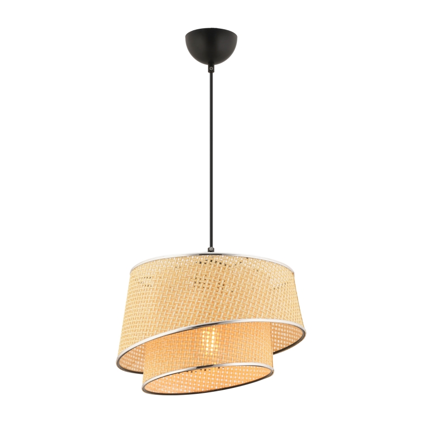 Pendellampa BARETTE 1xE27/60W/230V beige/glans krom