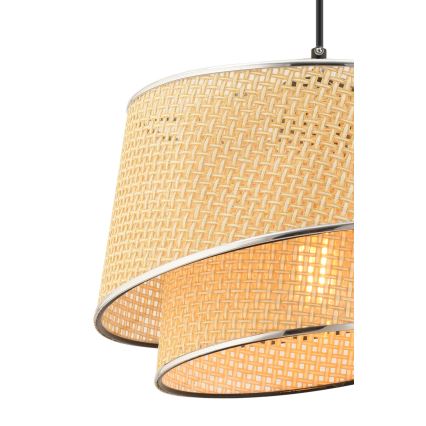 Pendellampa BARETTE 1xE27/60W/230V beige/glans krom