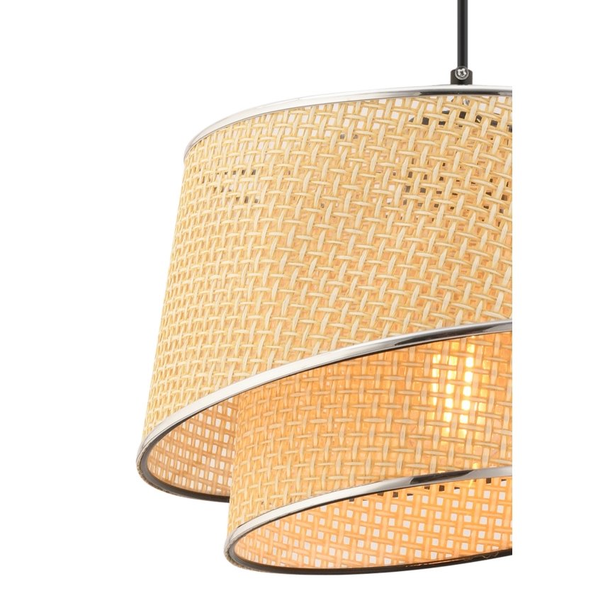 Pendellampa BARETTE 1xE27/60W/230V beige/glans krom