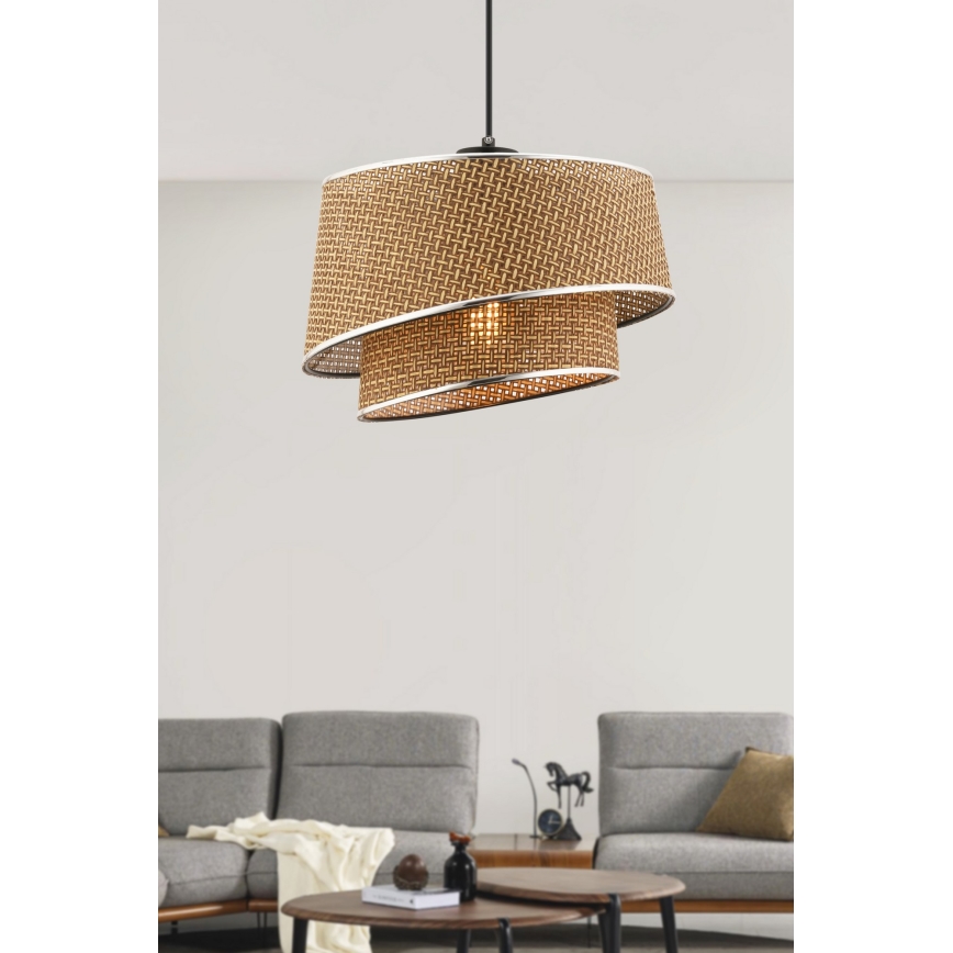 Pendellampa BARETTE 1xE27/60W/230V brunt/blank krom