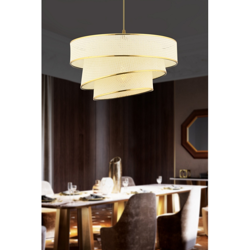 Pendellampa COUPER 1xE27/60W/230V vit/guld