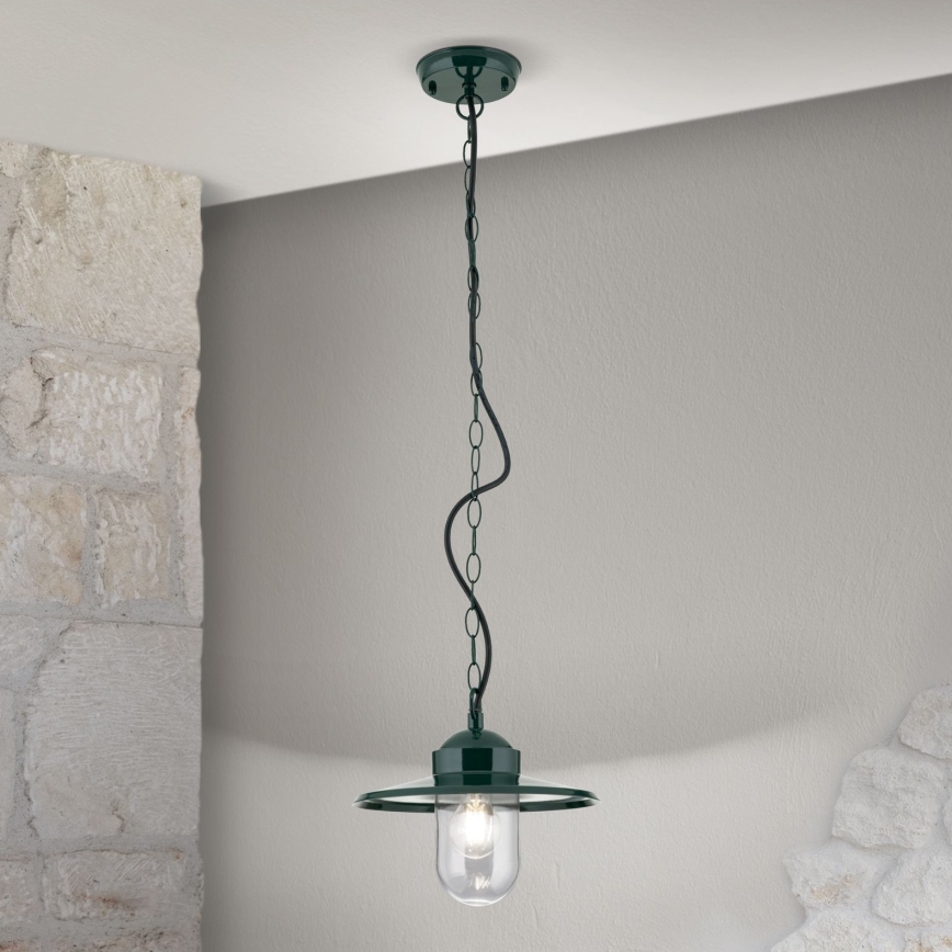Pendellampa för utomhusbruk EDWARD 1xE27/60W/230V IP44 grön