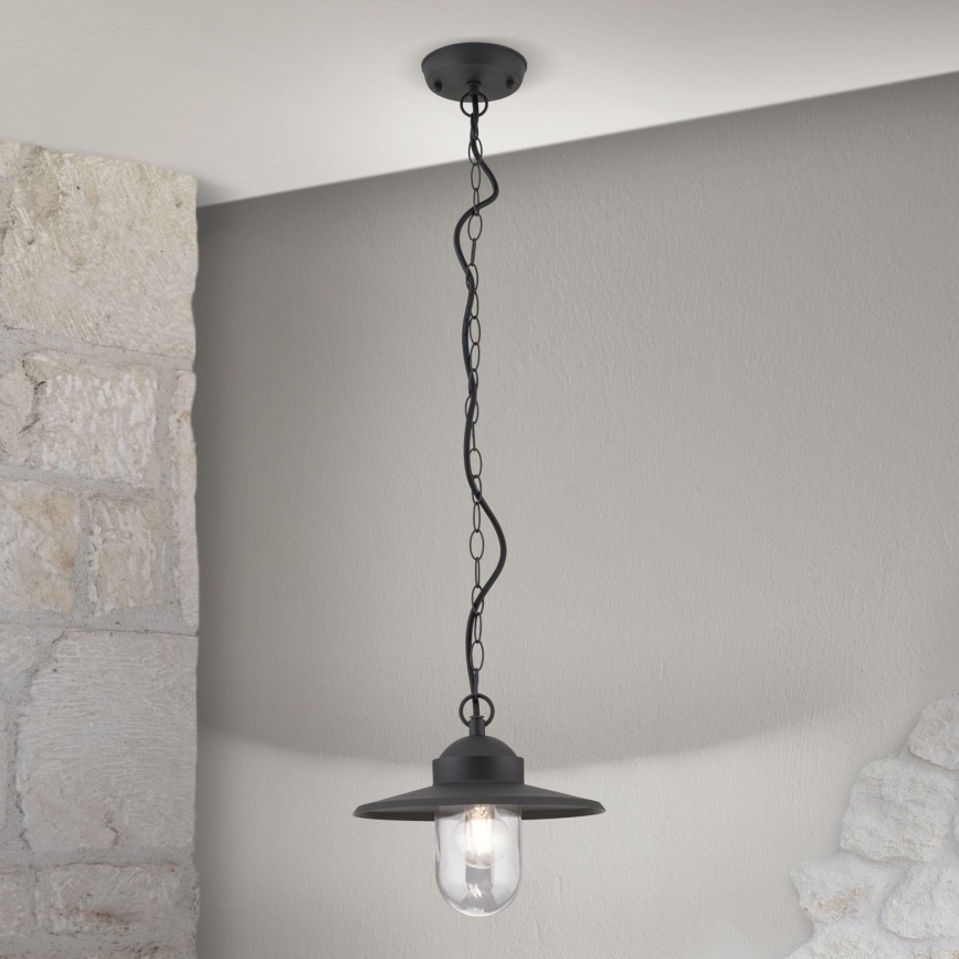 Pendellampa för utomhusbruk EDWARD 1xE27/60W/230V IP44 svart