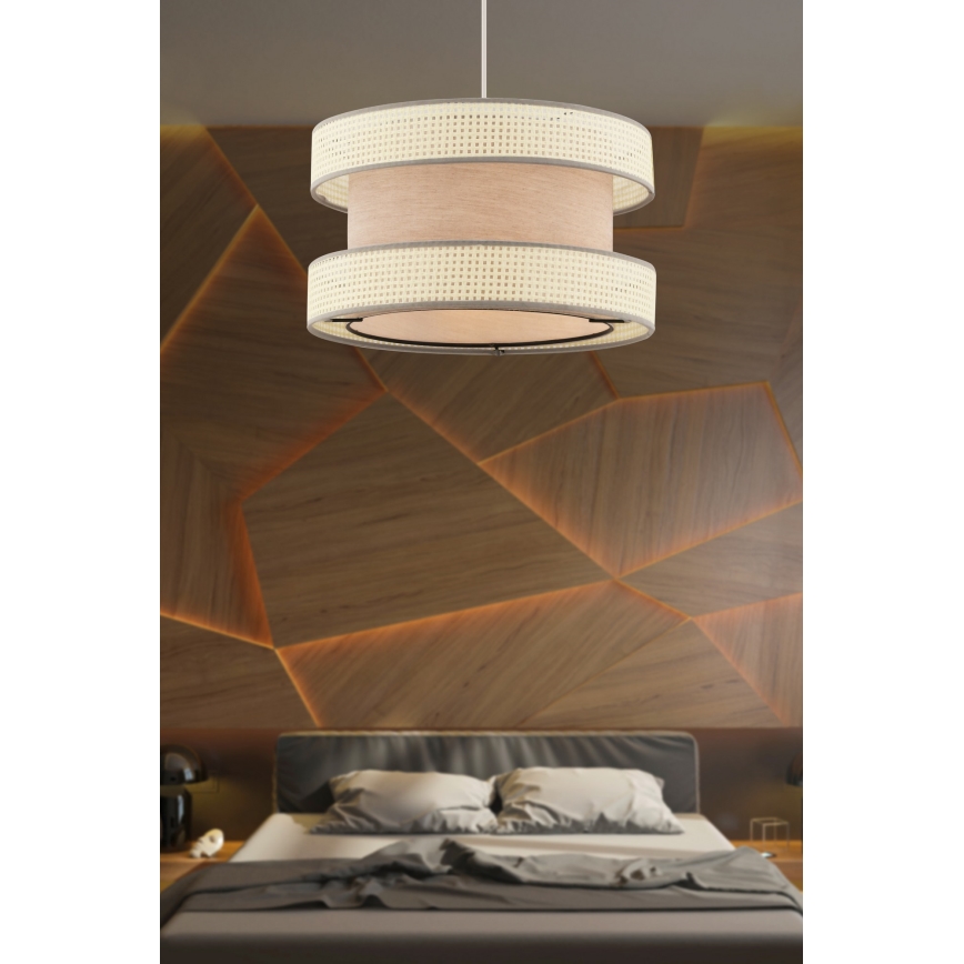 Pendellampa HALO 1xE27/60W/230V beige/kräm