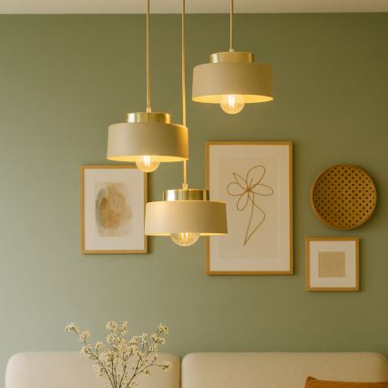 Pendellampa IGNIA med kabel 3xE27/60W/230V taupe