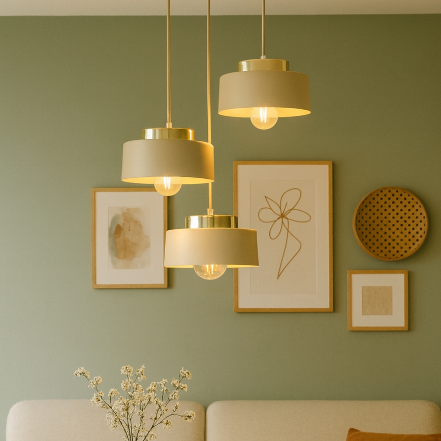 Pendellampa IGNIA med kabel 3xE27/60W/230V taupe