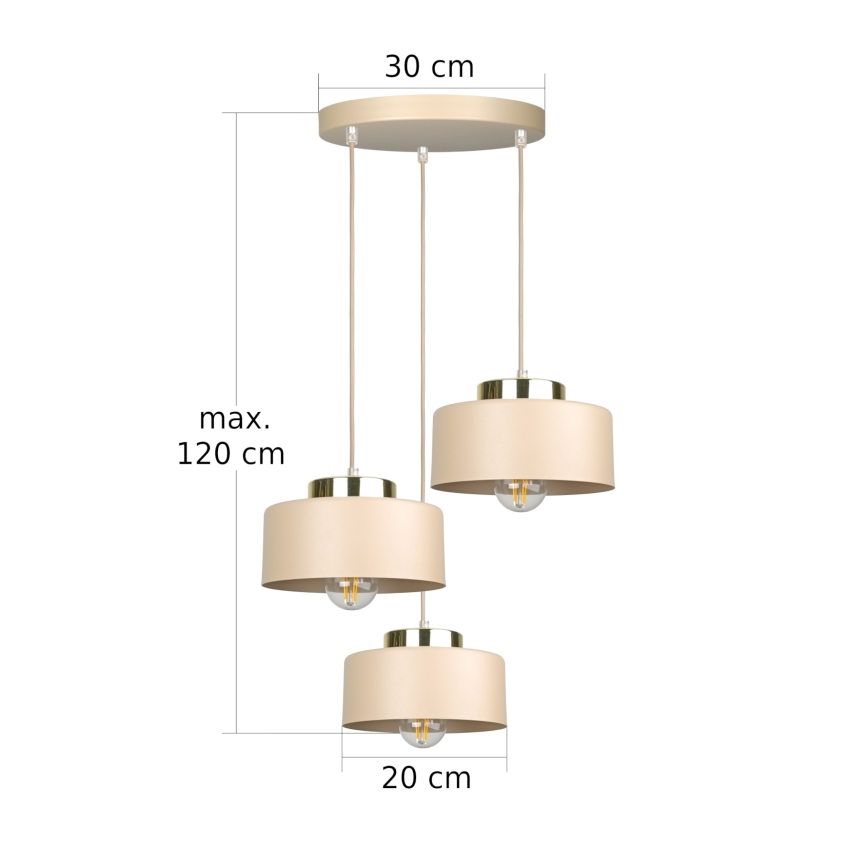 Pendellampa IGNIA med kabel 3xE27/60W/230V taupe