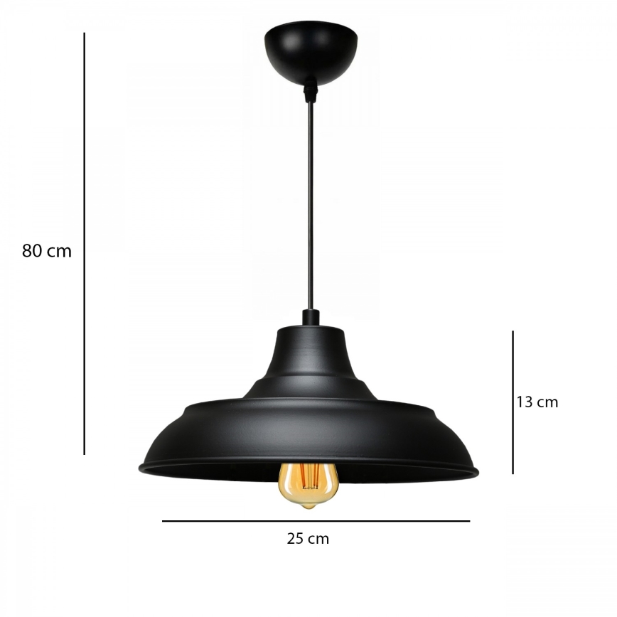 Pendellampa med kabel AYD 1xE27/40W/230V svart
