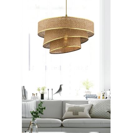 Pendellampa med kabel COUPER 1xE27/60W/230V brun/guld