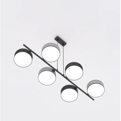 Pendellampa med kabel DRUMZ 6xE14/10W/230V svart/grå