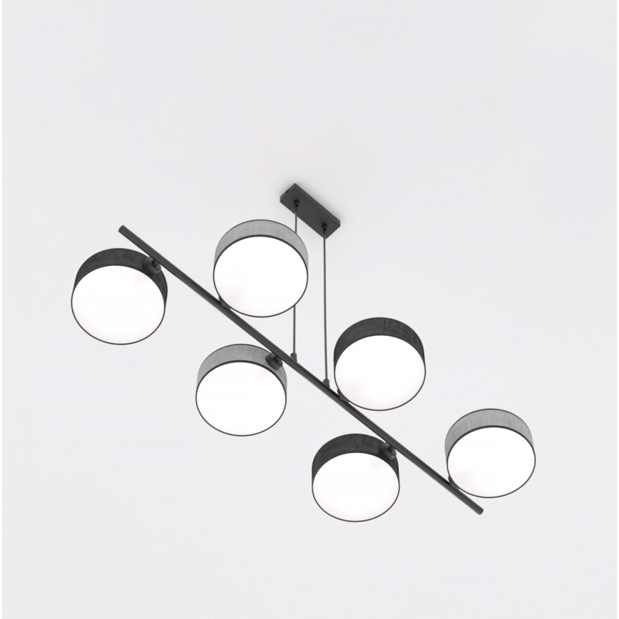 Pendellampa med kabel DRUMZ 6xE14/10W/230V svart/grå