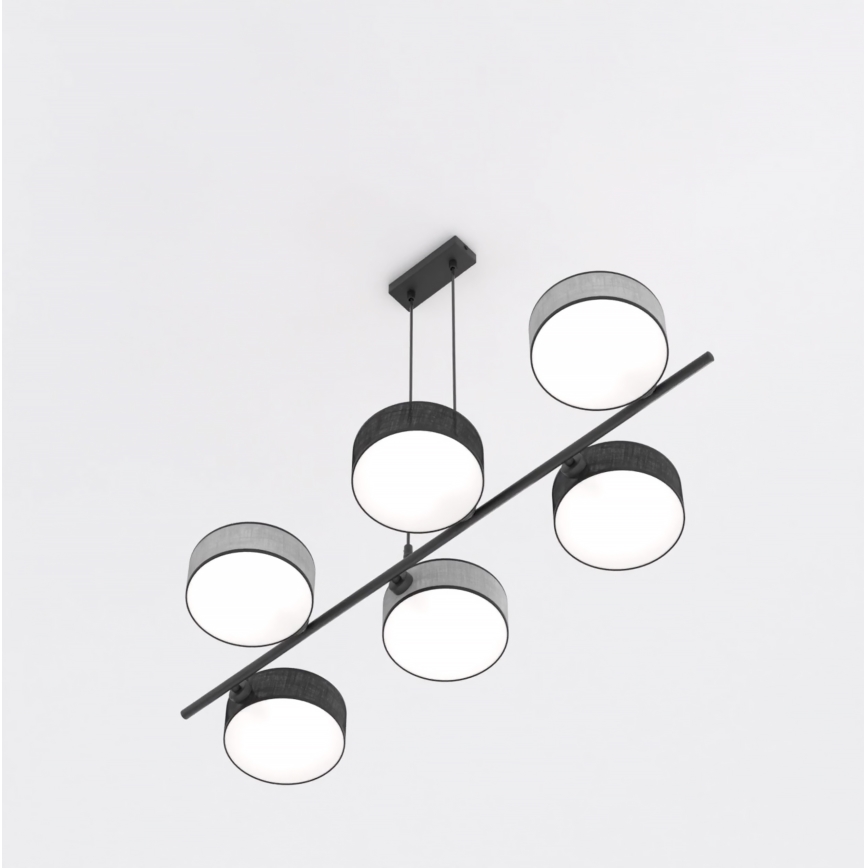 Pendellampa med kabel DRUMZ 6xE14/10W/230V svart/grå