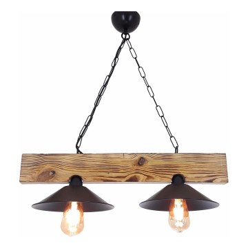 Pendellampa med kabel HEPSI 2xE27/40W/230V gran/valnöt
