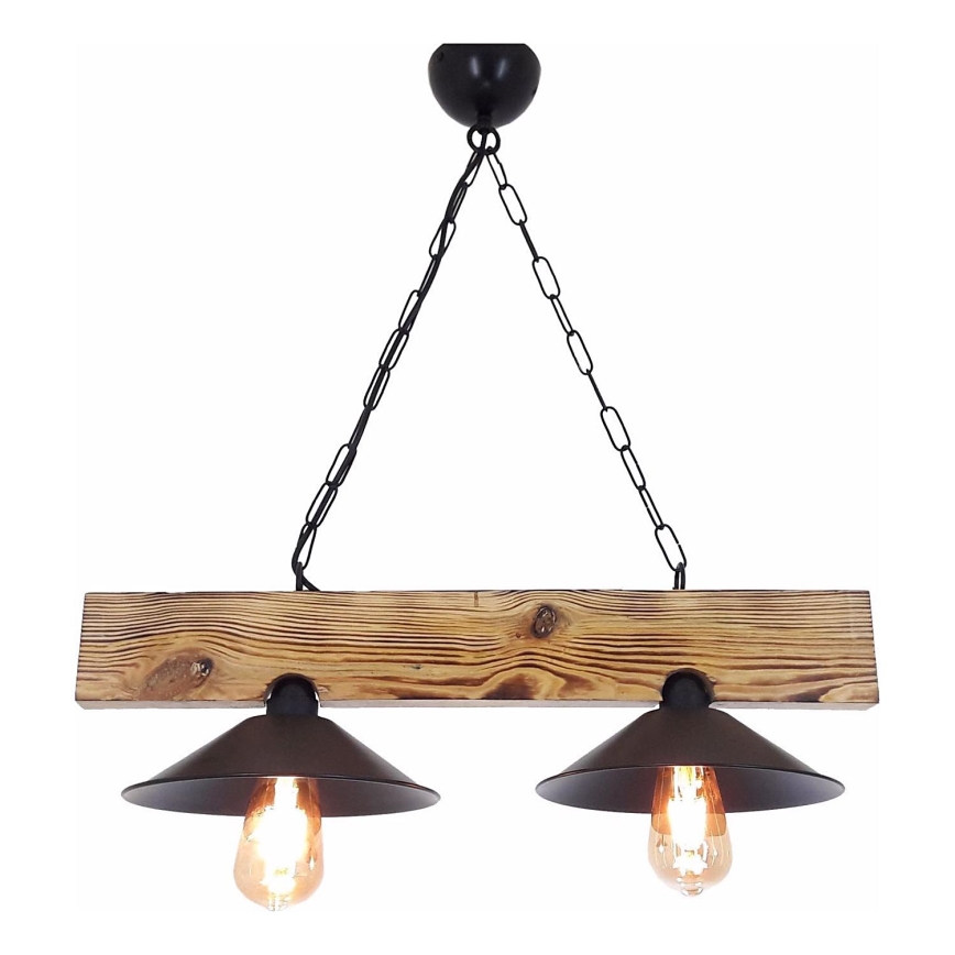 Pendellampa med kabel HEPSI 2xE27/40W/230V gran/valnöt