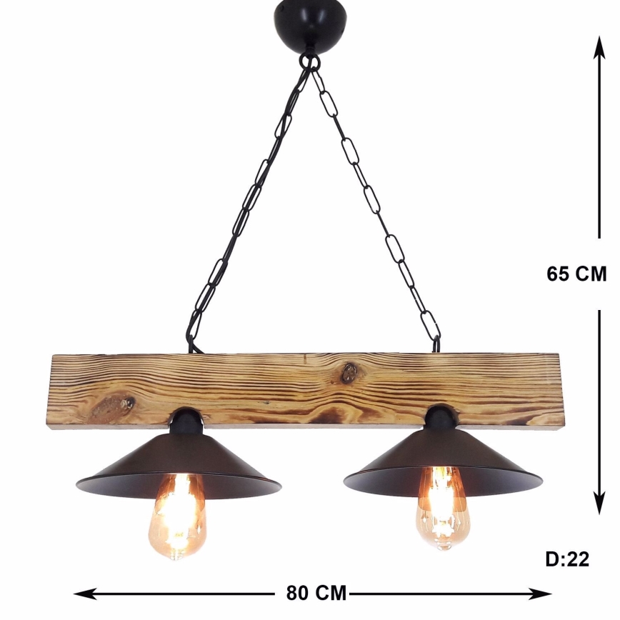 Pendellampa med kabel HEPSI 2xE27/40W/230V gran/valnöt