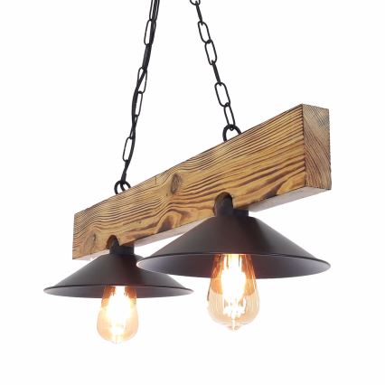 Pendellampa med kabel HEPSI 2xE27/40W/230V gran/valnöt