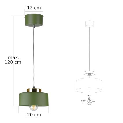Pendellampa med kabel IGNIA 1xE27/60W/230V grön