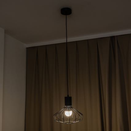 Pendellampa med kabel SOLANO 1xE27/15W/230V svart/blank krom