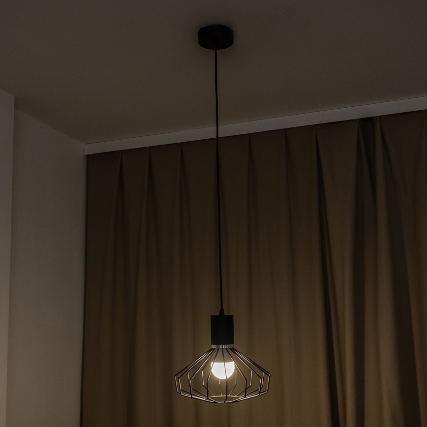 Pendellampa med kabel SOLANO 1xE27/15W/230V svart/blank krom