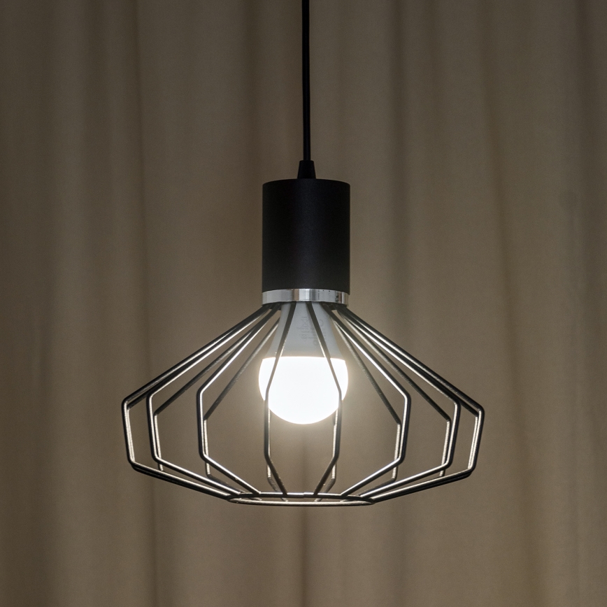 Pendellampa med kabel SOLANO 1xE27/15W/230V svart/blank krom