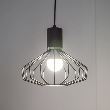 Pendellampa med kabel SOLANO 1xE27/15W/230V svart/blank krom