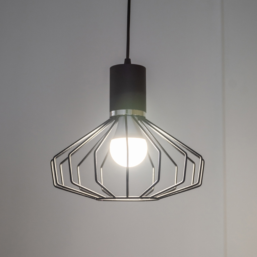 Pendellampa med kabel SOLANO 1xE27/15W/230V svart/blank krom