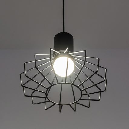 Pendellampa med kabel SOLANO 1xE27/15W/230V svart/blank krom
