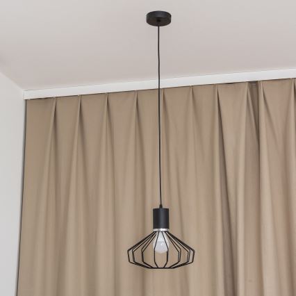 Pendellampa med kabel SOLANO 1xE27/15W/230V svart/blank krom