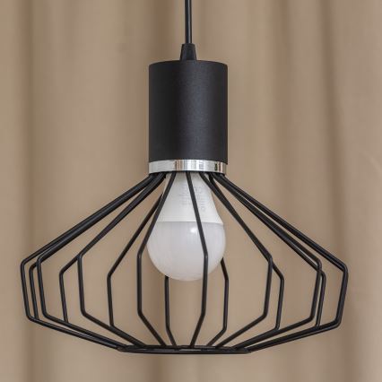 Pendellampa med kabel SOLANO 1xE27/15W/230V svart/blank krom
