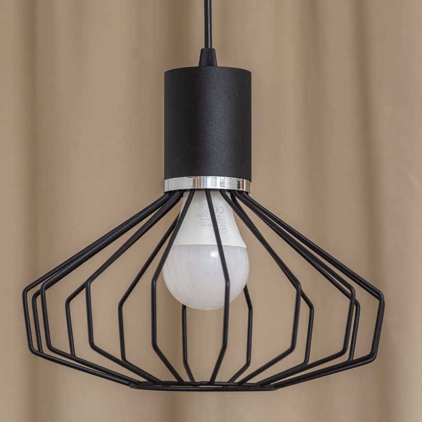Pendellampa med kabel SOLANO 1xE27/15W/230V svart/blank krom