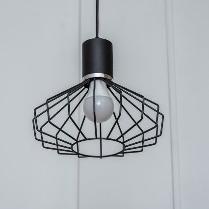 Pendellampa med kabel SOLANO 1xE27/15W/230V svart/blank krom