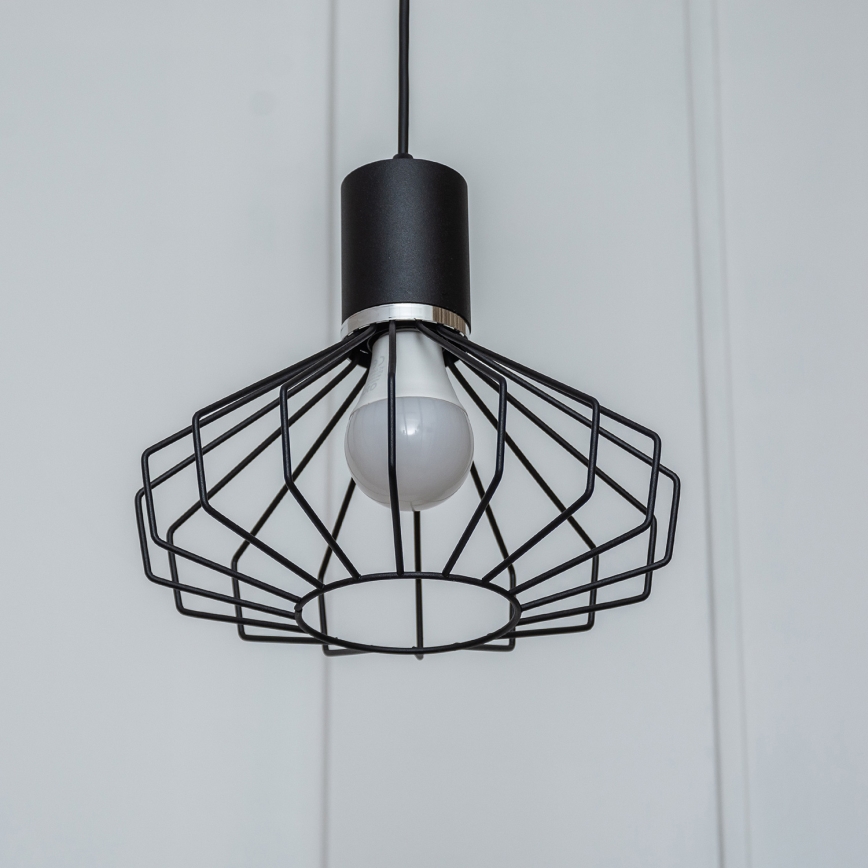 Pendellampa med kabel SOLANO 1xE27/15W/230V svart/blank krom