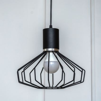 Pendellampa med kabel SOLANO 1xE27/15W/230V svart/blank krom