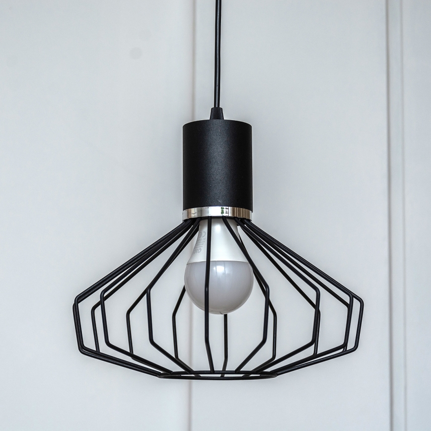 Pendellampa med kabel SOLANO 1xE27/15W/230V svart/blank krom