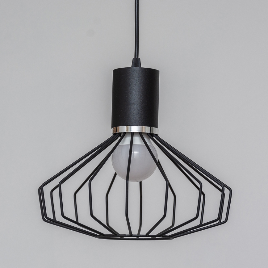 Pendellampa med kabel SOLANO 1xE27/15W/230V svart/blank krom