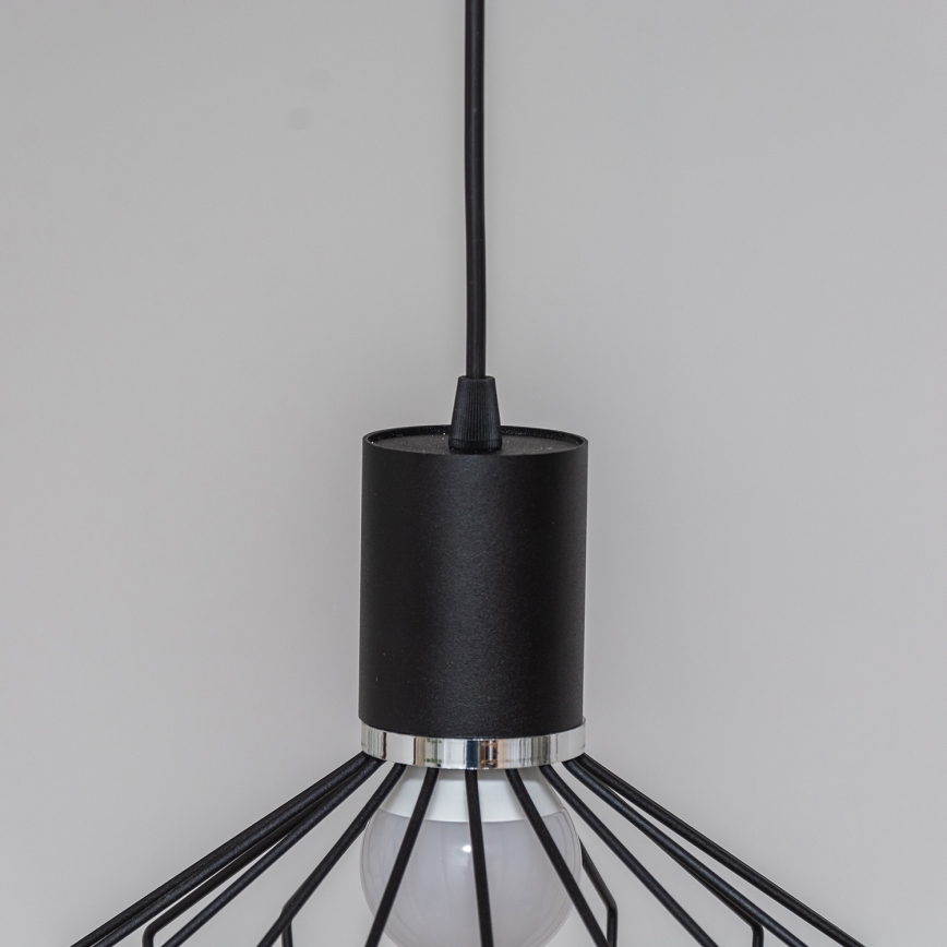 Pendellampa med kabel SOLANO 1xE27/15W/230V svart/blank krom